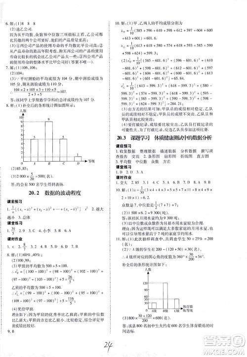 内蒙古少年儿童出版社2021本土攻略八年级数学下册人教版答案