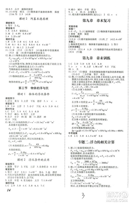 沈阳出版社2021本土攻略八年级物理下册沪科版答案 沈阳出版社2021本土攻略八年级物理下册沪科版答案