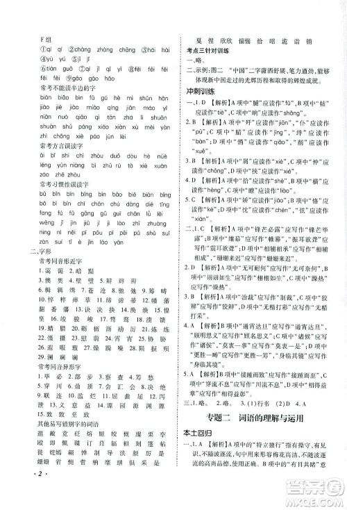 延边教育出版社2021本土攻略精准复习方案九年级语文下册人教版答案