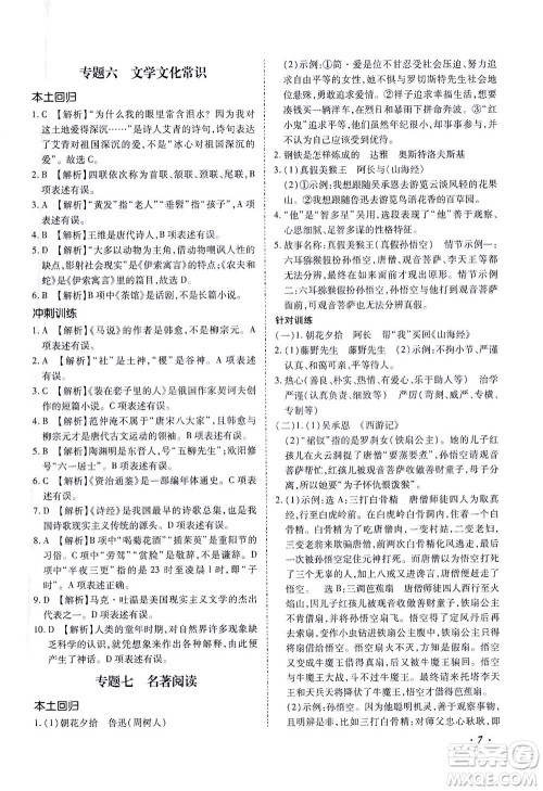 延边教育出版社2021本土攻略精准复习方案九年级语文下册人教版答案 延边教育出版社2021本土攻略精准复习方案九年级语文下册人教版答案