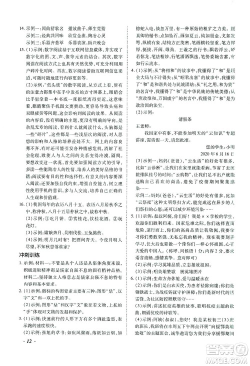 延边教育出版社2021本土攻略精准复习方案九年级语文下册人教版答案 延边教育出版社2021本土攻略精准复习方案九年级语文下册人教版答案