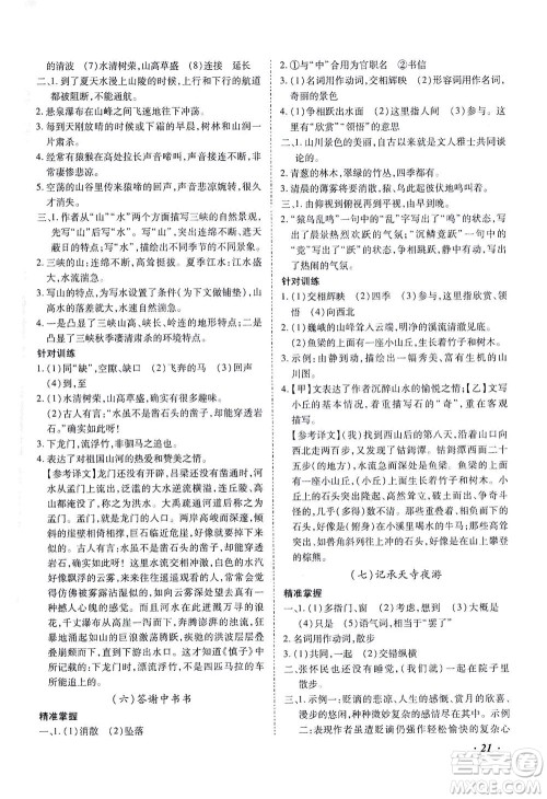 延边教育出版社2021本土攻略精准复习方案九年级语文下册人教版答案 延边教育出版社2021本土攻略精准复习方案九年级语文下册人教版答案