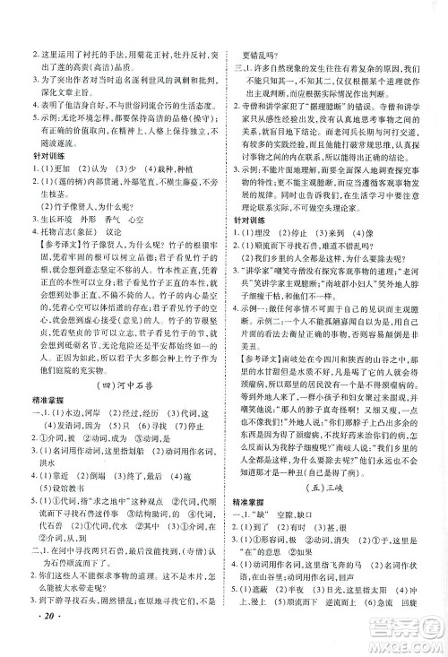 延边教育出版社2021本土攻略精准复习方案九年级语文下册人教版答案