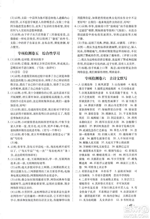 延边教育出版社2021本土攻略精准复习方案九年级语文下册人教版答案