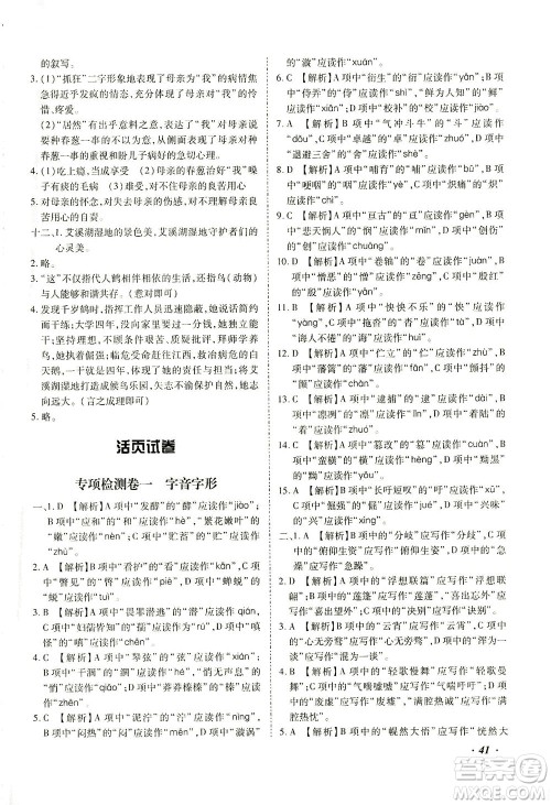 延边教育出版社2021本土攻略精准复习方案九年级语文下册人教版答案 延边教育出版社2021本土攻略精准复习方案九年级语文下册人教版答案