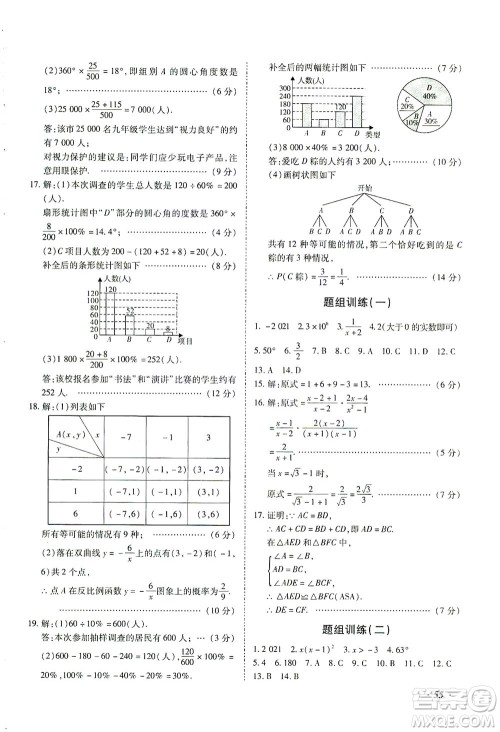 延边教育出版社2021本土攻略精准复习方案九年级数学下册人教版答案