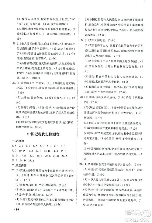 延边教育出版社2021本土攻略精准复习方案九年级历史下册人教版云南专版答案