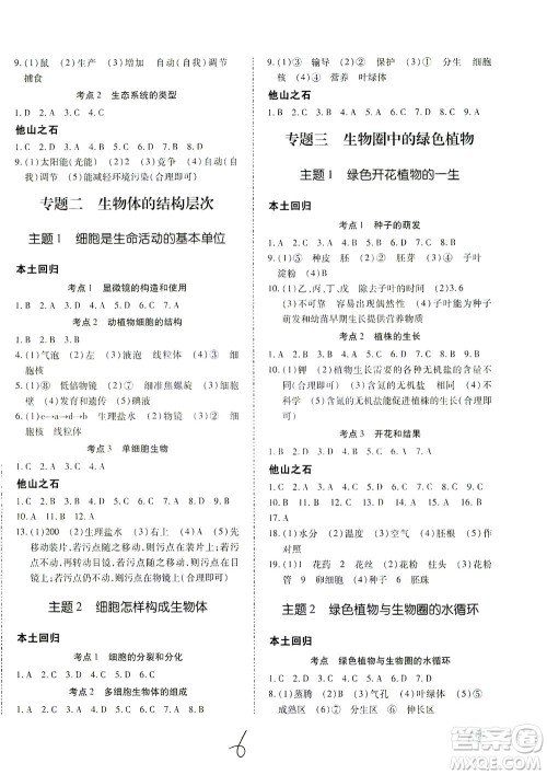 延边教育出版社2021本土攻略精准复习方案八年级生物下册人教版云南专版答案