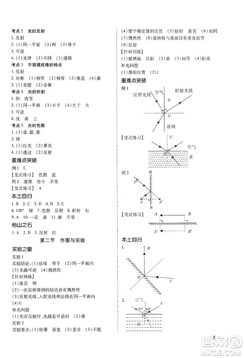 延边教育出版社2021本土攻略精准复习方案九年级物理下册人教版云南专版答案