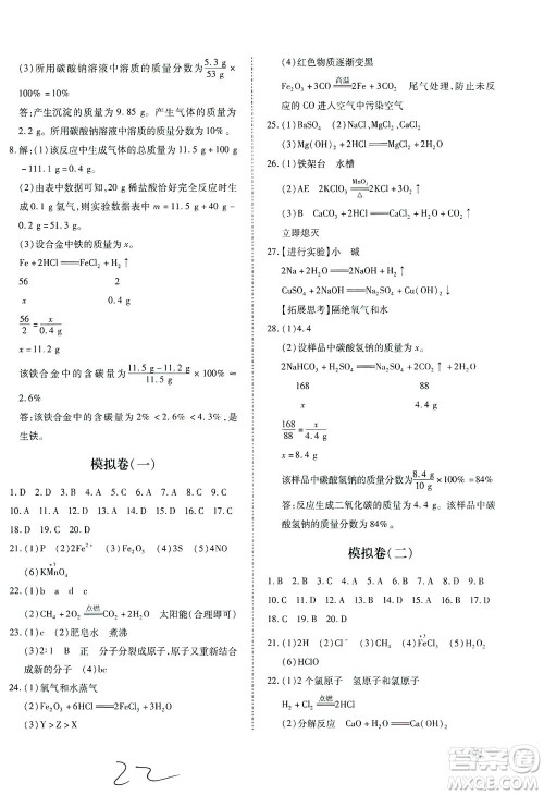 延边教育出版社2021本土攻略精准复习方案九年级化学下册人教版云南专版答案 延边教育出版社2021本土攻略精准复习方案九年级化学下册人教版云南专版答案