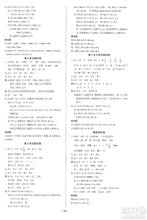 云南美术出版社2021学生课程精巧训练数学四年级下册RJ人教版答案 云南美术出版社2021学生课程精巧训练数学四年级下册RJ人教版答案