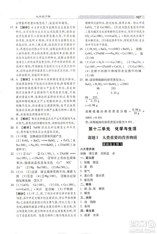 河北美术出版社2021课时练+考评九年级化学下册人教版答案 河北美术出版社2021课时练+考评九年级化学下册人教版答案