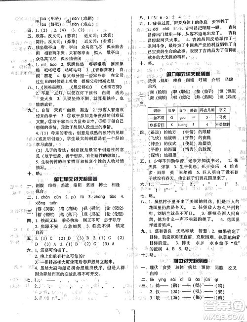 辽宁教育出版社2021尖子生课时作业四年级语文下册人教版答案