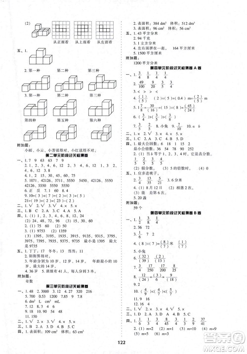 辽宁教育出版社2021尖子生课时作业五年级数学下册人教版答案