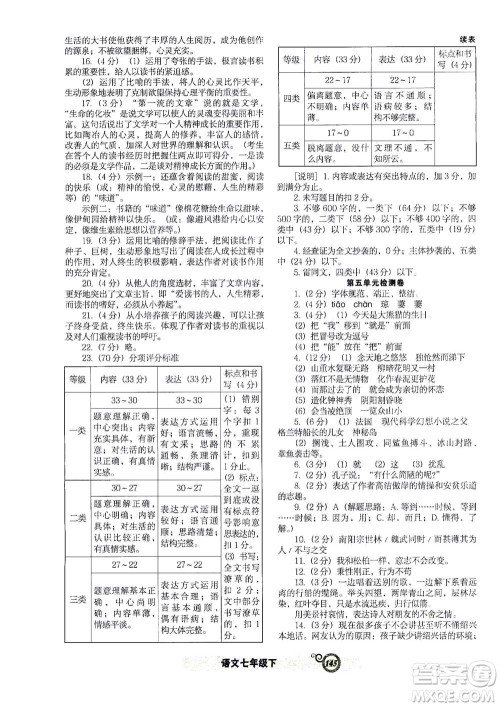 辽宁教育出版社2021尖子生课时作业七年级语文下册人教版答案