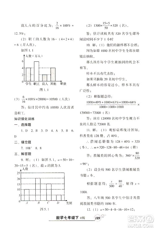 辽宁教育出版社2021尖子生课时作业七年级数学下册人教版答案