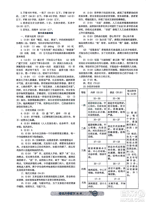 辽宁教育出版社2021尖子生课时作业八年级语文下册人教版答案 辽宁教育出版社2021尖子生课时作业八年级语文下册人教版答案