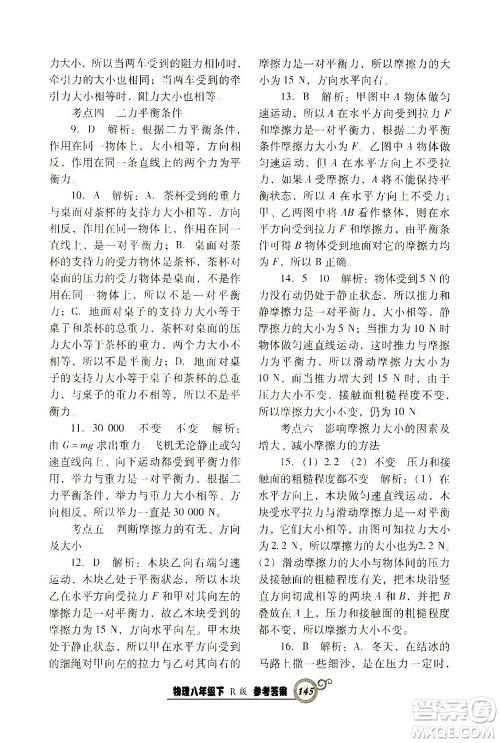 辽宁教育出版社2021尖子生课时作业八年级物理下册人教版答案 辽宁教育出版社2021尖子生课时作业八年级物理下册人教版答案