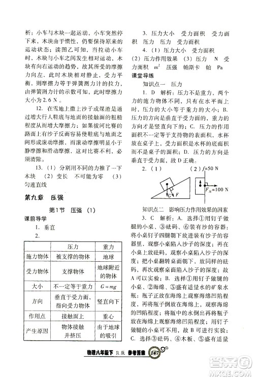 辽宁教育出版社2021尖子生课时作业八年级物理下册人教版答案 辽宁教育出版社2021尖子生课时作业八年级物理下册人教版答案