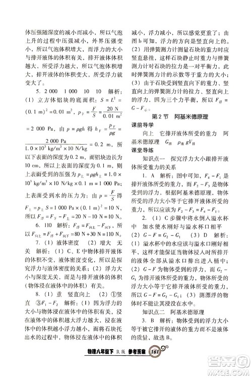 辽宁教育出版社2021尖子生课时作业八年级物理下册人教版答案 辽宁教育出版社2021尖子生课时作业八年级物理下册人教版答案