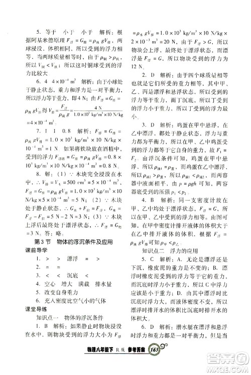 辽宁教育出版社2021尖子生课时作业八年级物理下册人教版答案 辽宁教育出版社2021尖子生课时作业八年级物理下册人教版答案