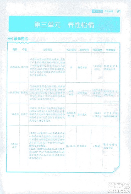 陕西师范大学出版总社2021初中教材完全解读八年级下册语文人教版参考答案