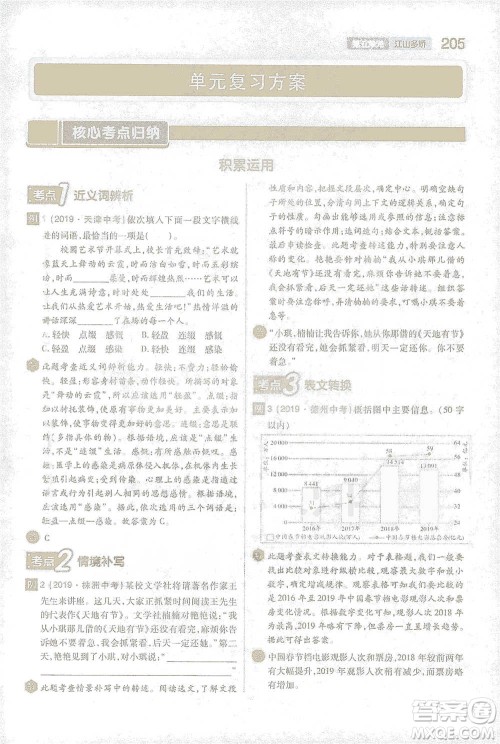 陕西师范大学出版总社2021初中教材完全解读八年级下册语文人教版参考答案