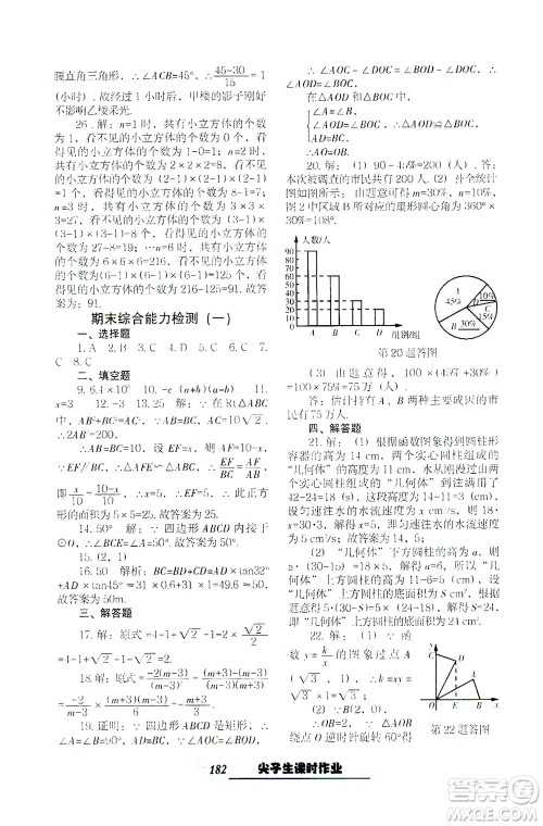 辽宁教育出版社2021尖子生课时作业九年级数学下册人教版答案