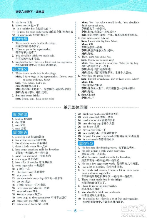 北方妇女儿童出版社2021金色课堂课时作业本六年级英语下册苏教版答案 北方妇女儿童出版社2021金色课堂课时作业本六年级英语下册苏教版答案