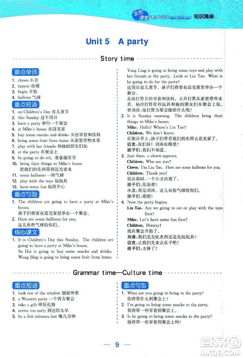 北方妇女儿童出版社2021金色课堂课时作业本六年级英语下册苏教版答案 北方妇女儿童出版社2021金色课堂课时作业本六年级英语下册苏教版答案