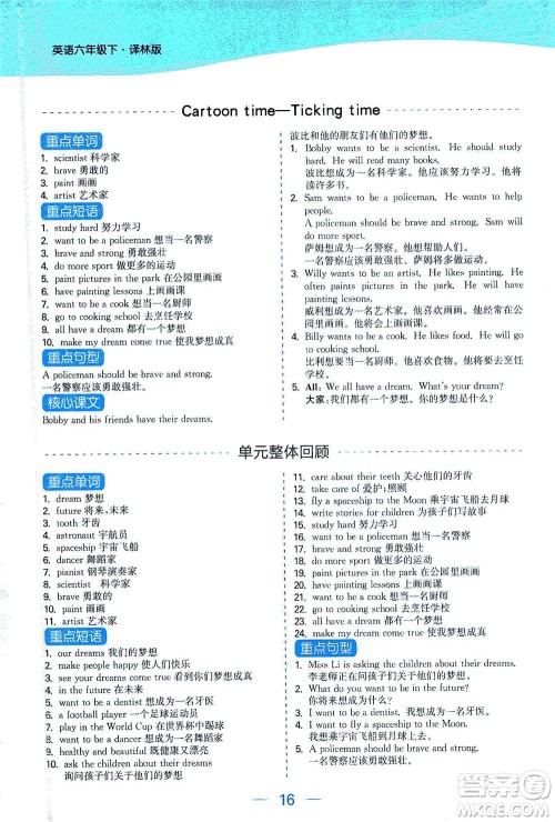 北方妇女儿童出版社2021金色课堂课时作业本六年级英语下册苏教版答案 北方妇女儿童出版社2021金色课堂课时作业本六年级英语下册苏教版答案