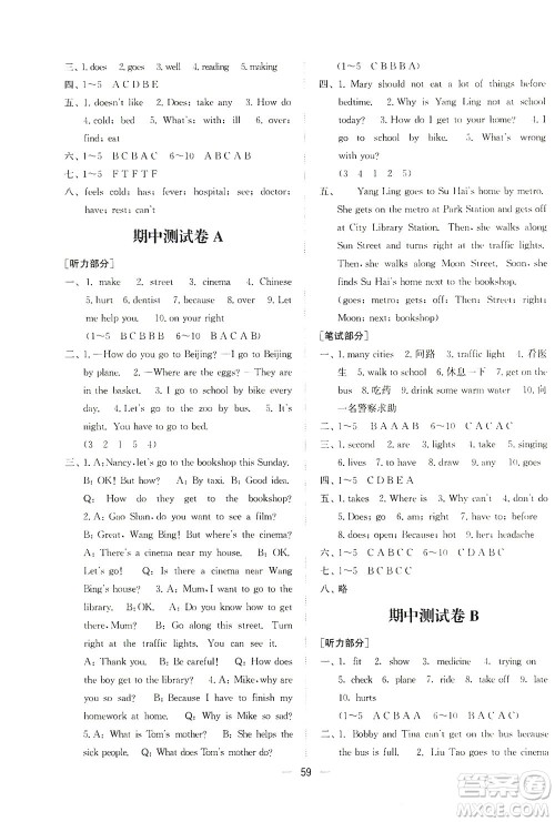 江苏凤凰美术出版社2021课时金练英语五年级5B江苏版答案