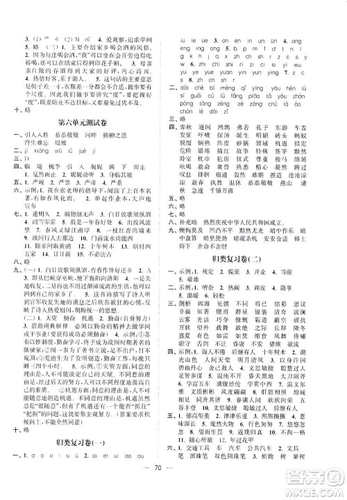 江苏凤凰美术出版社2021课时金练语文六年级下江苏版答案