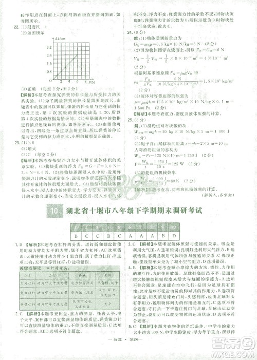 西藏人民出版社2021初中名校期末联考测试卷物理八年级第二学期人教版答案