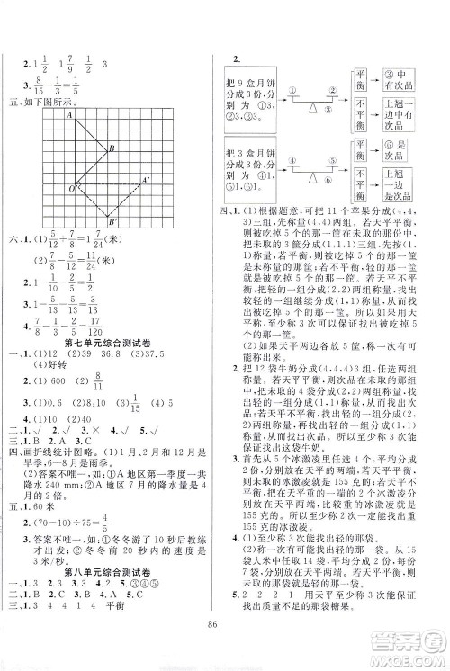 首都师范大学出版社2021黄冈四清卷数学五年级下册RJ人教版答案