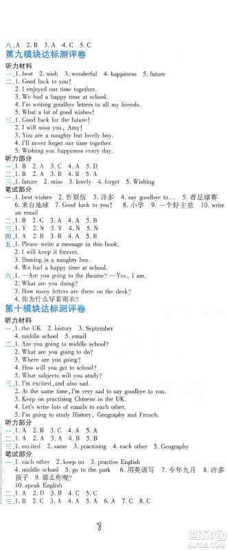 开明出版社2021期末100分冲刺卷六年级下册英语外研版参考答案