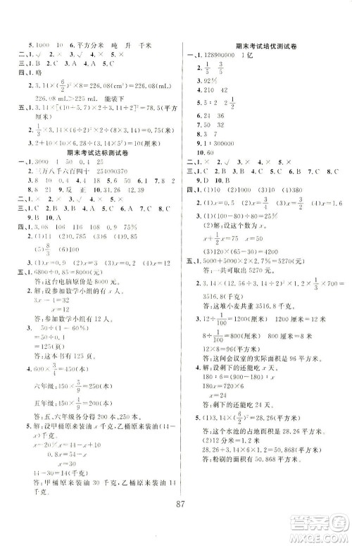首都师范大学出版社2021黄冈四清卷数学六年级下册RJ人教版答案