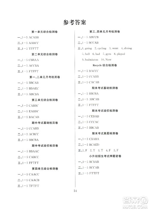 首都师范大学出版社2021黄冈四清卷听力训练英语三年级起点六年级下册RJ人教版答案