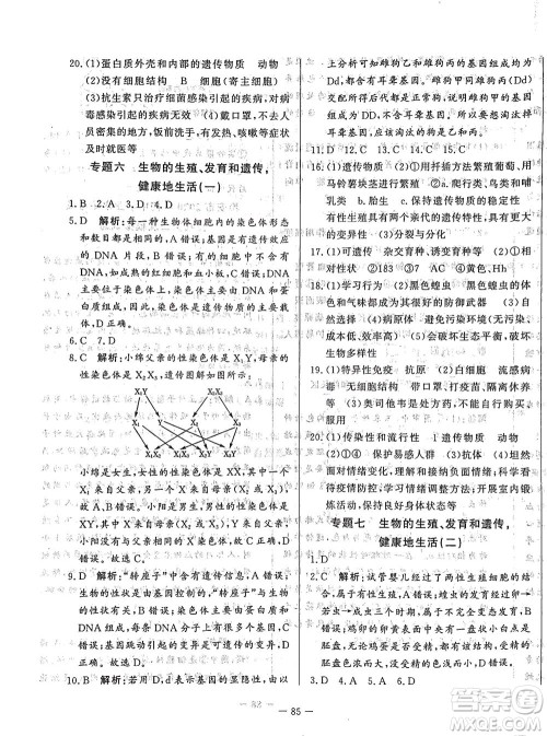山东文艺出版社2021初中单元提优测试卷八年级生物下册鲁教版五四学制答案 山东文艺出版社2021初中单元提优测试卷八年级生物下册鲁教版五四学制答案
