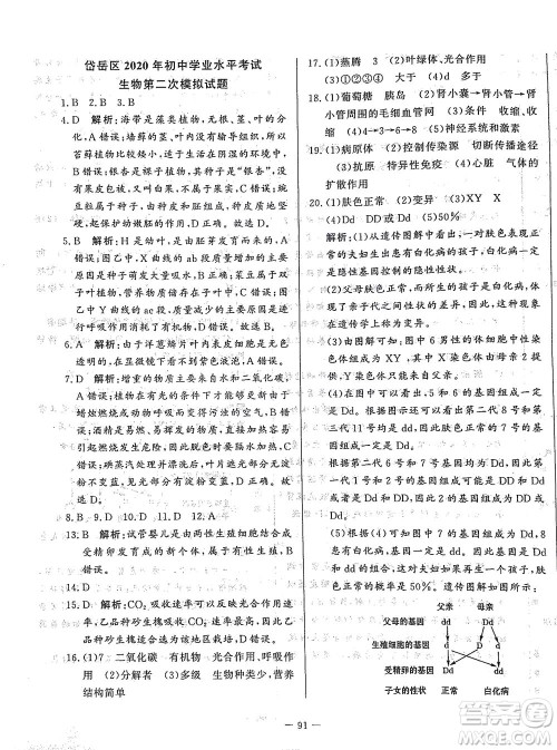 山东文艺出版社2021初中单元提优测试卷八年级生物下册鲁教版五四学制答案 山东文艺出版社2021初中单元提优测试卷八年级生物下册鲁教版五四学制答案