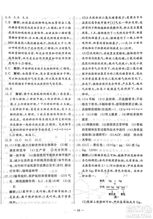 山东文艺出版社2021初中单元提优测试卷八年级生物下册鲁教版五四学制答案 山东文艺出版社2021初中单元提优测试卷八年级生物下册鲁教版五四学制答案