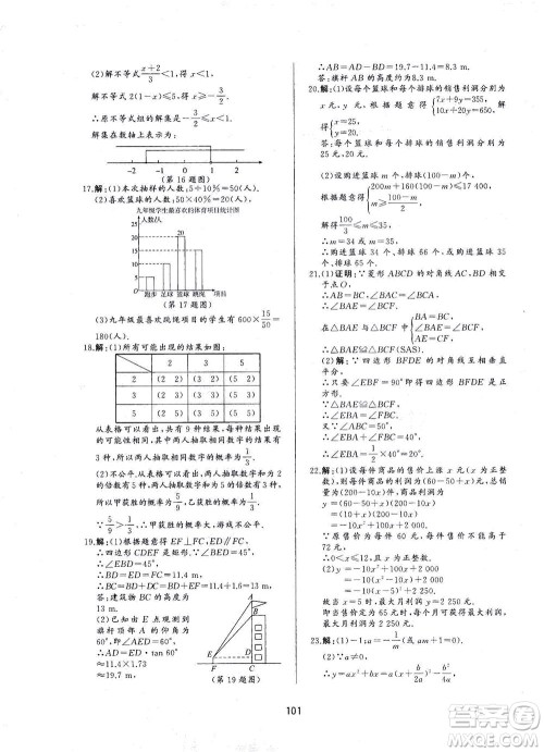 山东友谊出版社2021决胜中考中考总复习全真模拟试卷九年级数学下册答案 山东友谊出版社2021决胜中考中考总复习全真模拟试卷九年级数学下册答案