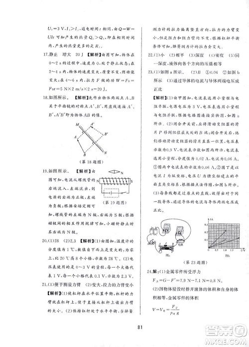 山东友谊出版社2021决胜中考中考总复习全真模拟试卷九年级物理下册答案 山东友谊出版社2021决胜中考中考总复习全真模拟试卷九年级物理下册答案