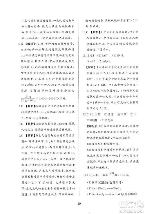 山东友谊出版社2021决胜中考中考总复习全真模拟试卷九年级化学下册答案 山东友谊出版社2021决胜中考中考总复习全真模拟试卷九年级化学下册答案