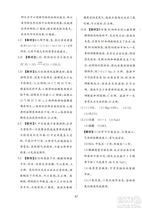 山东友谊出版社2021决胜中考中考总复习全真模拟试卷九年级化学下册答案 山东友谊出版社2021决胜中考中考总复习全真模拟试卷九年级化学下册答案
