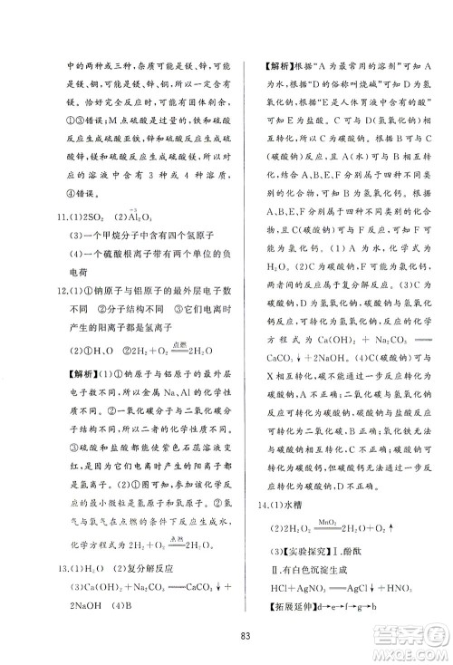 山东友谊出版社2021决胜中考中考总复习全真模拟试卷九年级化学下册答案