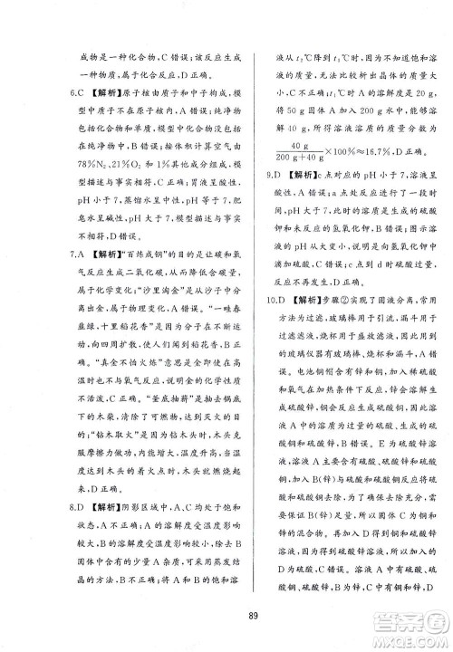 山东友谊出版社2021决胜中考中考总复习全真模拟试卷九年级化学下册答案 山东友谊出版社2021决胜中考中考总复习全真模拟试卷九年级化学下册答案