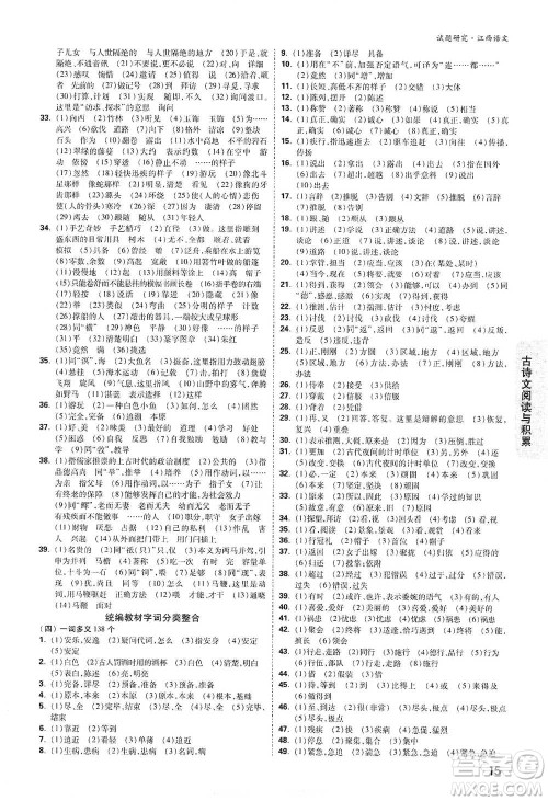 新疆青少年出版社2021万唯中考试题研究语文江西专版通用版参考答案 新疆青少年出版社2021万唯中考试题研究语文江西专版通用版参考答案