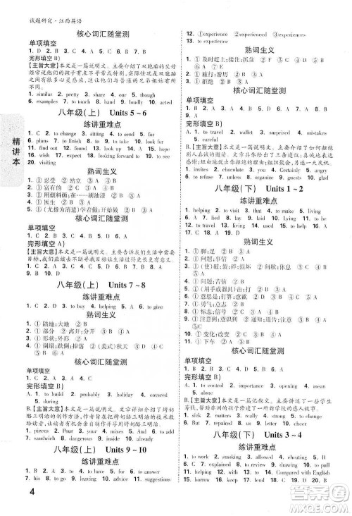 新疆青少年出版社2021万唯中考试题研究英语江西专版通用版参考答案 新疆青少年出版社2021万唯中考试题研究英语江西专版通用版参考答案