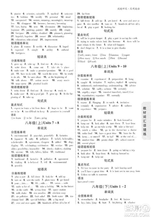 新疆青少年出版社2021万唯中考试题研究英语昆明专版参考答案